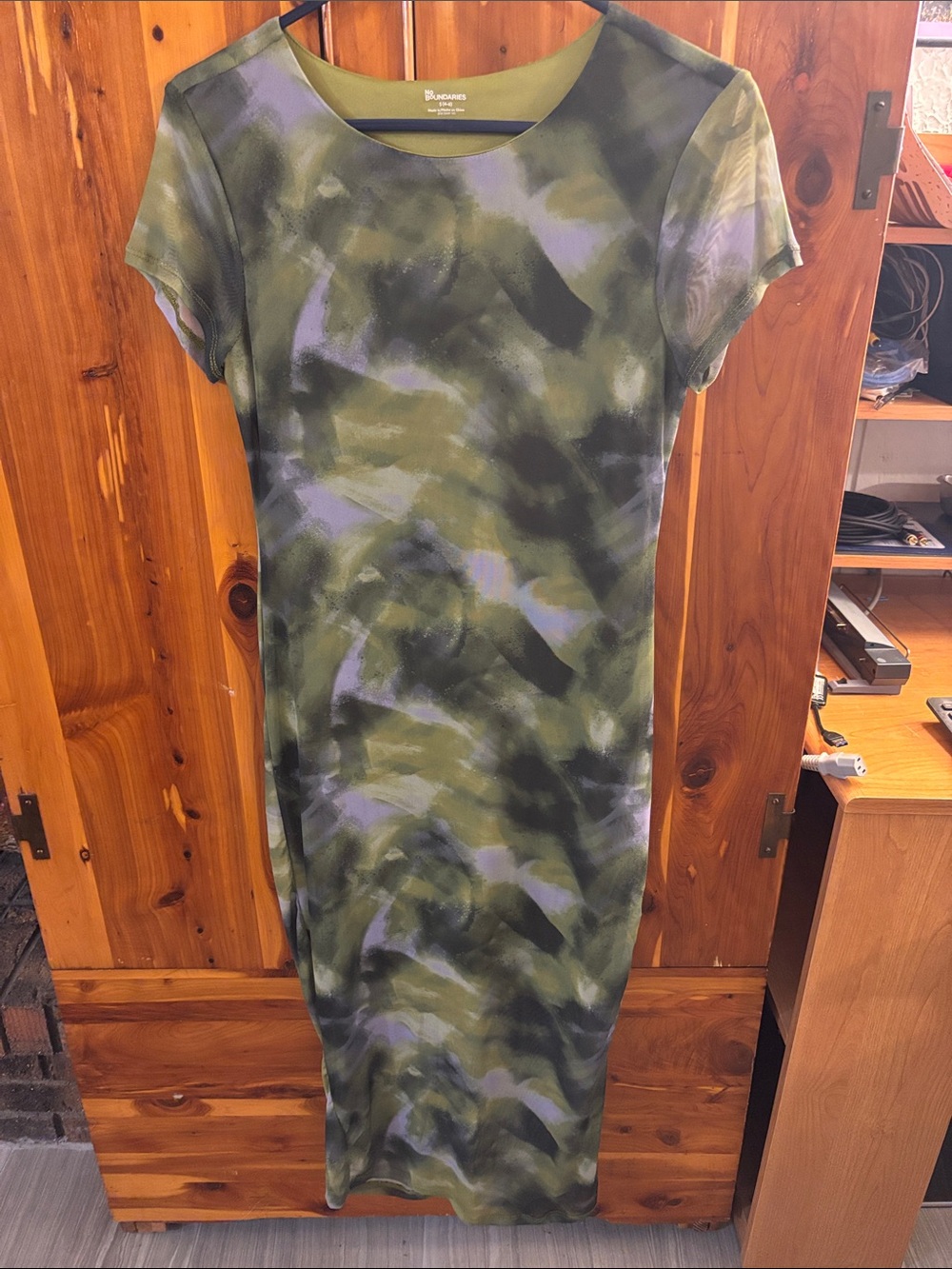 No Boundaries Olive & Lavender Tie-Dye Midi Dress